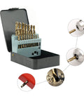 21 Piece Cobalt Drill Bits Set Pro Grade M35 HSS 135 Degree Split Point Jobber Length For Hardened Metal Cast Iron Stainless Steel