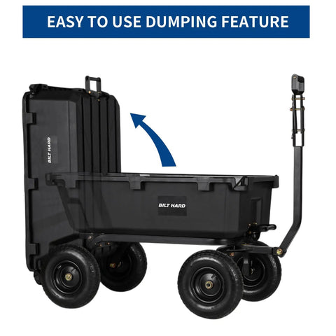 Heavy Duty 1200 Lb Poly Garden Dump Cart With 7 Cu Ft Bed, Quick Release 2-In-1 Convertible Handle And 13 Inch Pneumatic Tires