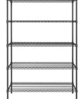 Beefy 5 Tier Metal Adjustable Freestanding Garage Storage Wire Shelving Unit 36 In W x 72 In H x 14 In D Heavy Duty Shelves Hold Up To 250 Lbs Each Ideal Tool And Part Rack For Garage Workshop And Home front view of black steel wire shelving unit with five shelves