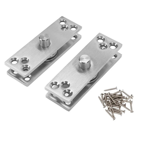 Heavy Duty Stainless Steel Pivot Door Hinge Built To Last, 360 Degree Concealed Pivot With Glossy Ball Core For Wood, Aluminum, And Glass Doors, Hidden Concealing Design, Easy Install And Included Hardware. stainless steel hinge set with screws