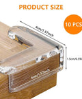 Ten Pack Super Soft Baby Corner Protectors Foolproof Furniture Edge Guards Clear vinyl corner protector on wooden table edge.