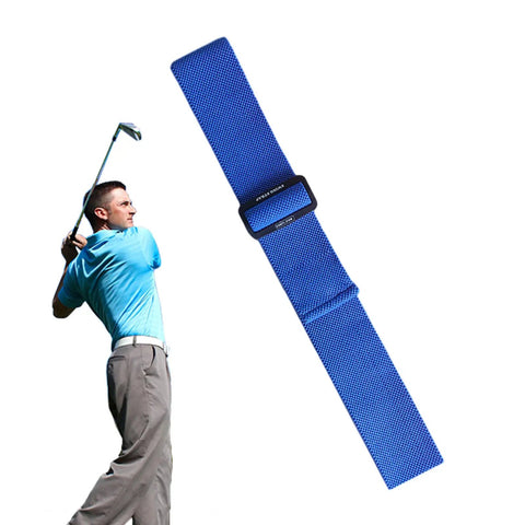 Golfer using Golf Swing Training Arm Band With Adjustable Length And Elastic Rope Tension, Posture Corrector For Beginners.