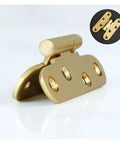 Close-up of Solid Brass Furniture Hinge Set Of 4 For Wardrobe Drawer Cabinet And Wooden Doors Universal Fit Easy Mounting