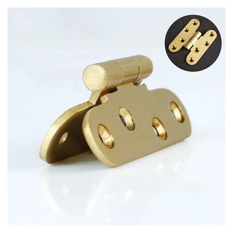 Close-up of Solid Brass Furniture Hinge Set Of 4 For Wardrobe Drawer Cabinet And Wooden Doors Universal Fit Easy Mounting