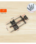 7 Inch Quick Release Bench Vise Featuring 360 Swivel Head And Multi Jaw Design For Tight Clamping Of Round Or Flat Hardware, dimensions and screws included.