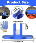 Precision Magnetic Socket Pad Welding Adapter With Robust Aluminum Alloy Construction For Frame Guide Rail Setup Ensures Secure Alignment And Durable Performance On Any Vehicle Job In Blue Set showing dimensions and safety gloves.