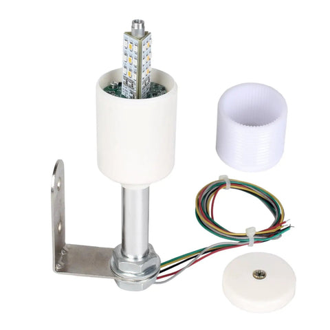 Three Color In One Layer Led Warning Light Tower With Steady Light No Buzzer L Style Base components and wiring displayed