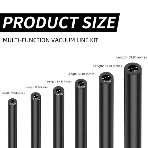 Six Feet High Performance Automotive Vacuum Line Kit With 64 Connectors For Car Piping System Perfect Fix For Your Ride Using Durable Silicone Hoses In Sizes From One Eighth To Three Eights Inch, 0.12-0.4in sizes