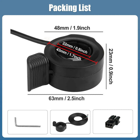 7 Eighth Inch Thumb Throttle For E Bikes And Electric Scooters Ride Ready Universal 12V To 72V Speed Controller and accessories