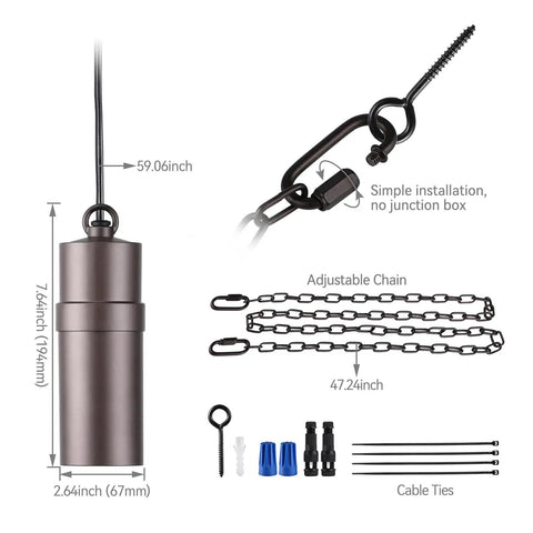 Low Voltage 12V Hanging Landscape Lights 5CCT LED Outdoor Pendant Lighting For Gazebo Pergola Garden Aluminum IP65 Oil Rubbed Bronze Pack Of 4 With Chain And Mounting Accessories diagram