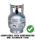 Worthington 10-lb aluminum propane tank with check mark, compatible with Stainless Steel Propane Bracket For Ten Pound Tanks Marine Grade