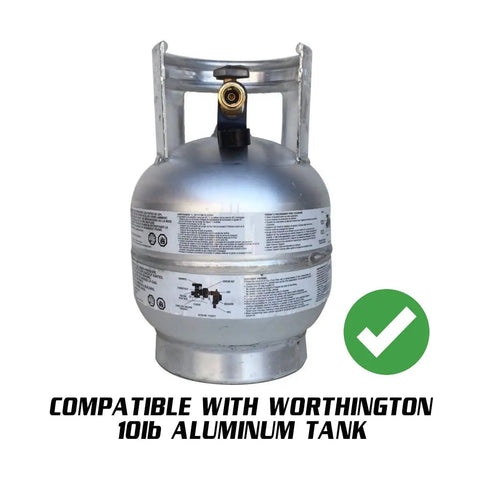 Worthington 10-lb aluminum propane tank with check mark, compatible with Stainless Steel Propane Bracket For Ten Pound Tanks Marine Grade