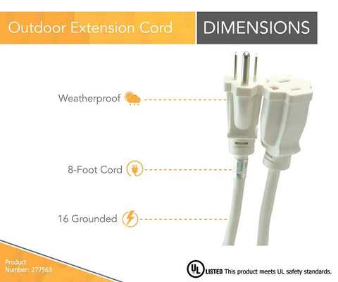 Outdoor Extension Power Block With Weatherproof Case, Heavy Duty Vinyl Jacket, Durable Cord, Reinforced Receptacles