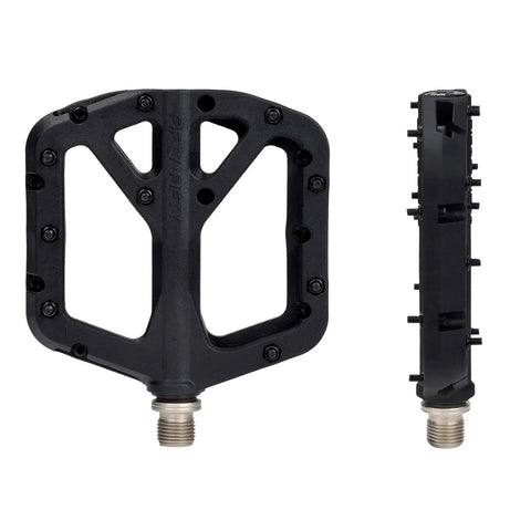 Non-Slip Mountain Bike Pedals With Lightweight Wide Flat Platform For MTB, Nylon Composite Body, Nine Sixteen Inch Spindle, Grippy Anti-Slip Pedals, Durable Cr-Mo Axle, Black