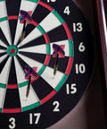 Official Sized Dart Board Cabinet Set With 18 Inch Dart Board, 6 Steel Tip Darts, And Chalkboard Scoring For Game Rooms Man Caves And Home Bars