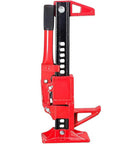 Ratcheting Utility Farm Jack, 6000 Lb Capacity, Heavy Duty Lifter with red steel and black aluminum construction.