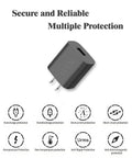 No Fuss USB Wall Charger 5V 2A Fast Charging Adapter Built For Travel And Home with multiple protection features shown