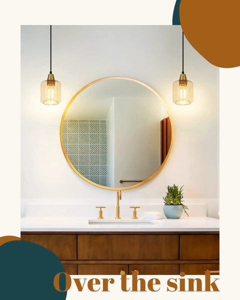 Dope Gold Seeded Glass Pendant Lights 2 Pack With Adjustable Height Industrial Farmhouse Hanging Fixtures over bathroom sink