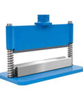 Front view of 12 Inch Press Brake Attachment For Hydraulic Shop Presses Beefed Up Heavy Duty Metal Bending Tool with blue finish.