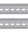 Two Piece DIN Rail Slotted Aluminum Alloy Channel With Anodized Finish, 12 Inch Length, 35mm Width, 7.5mm Height, Lightweight 60g Per Unit.