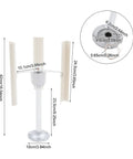 Vertical Axis Wind Turbine Kit 12V 40W with 3 phase permanent magnet motor, ABS blades, dimensions shown for home DIY projects