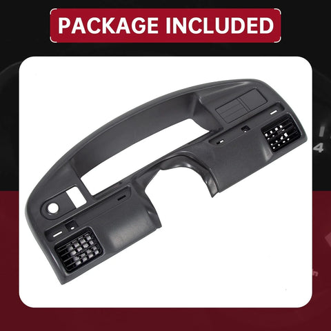Dash bezel panel for Ford F-Series (1992–1997), black plastic with vent slots
