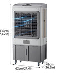 Portable Evaporative Swamp Cooler With Four Ice Cold Packs Three Whisper Quiet Fan Speeds And Sturdy Smooth Rollers, 130cm tall.