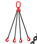 Heavy Duty 6 Ton Chain Sling 5 16 Inch By 5 Feet G80 Alloy Steel Four Way Quadruple Leg Lifting Slings With Four Safety Grab Hooks For Rigging Hoists And Engine Lifts, four-leg view