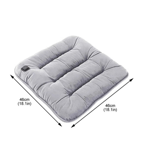 Cozy Brown Heated Seat Pad With Soft Plush Cushion For Office Chair 46x46cm with adjustable heat settings.