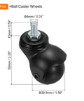 1.56 Inch Ball Caster Wheels Set Of 4 With Threaded Stem 360 Degree Movable Rotatable Castors For Furniture PP And Metal Construction