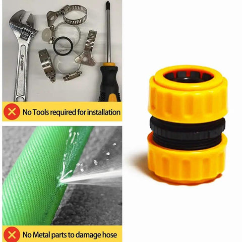 Three Pack Garden Hose Repair Kit with durable connectors and extender, tool-free installation, suitable for 3/4 or 5/8 inch hoses.