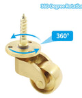 4 Pcs Universal Stem Casters Brass Castor Heavy Duty 360 Degree Rotation Swivel Wheels For Furniture Trunk Box Sofa Trolley Chairs Cabinet Bed With 1 Inch Wheel Diameter 5mm Thread Pitch 1.5mm showing 360-degree rotation