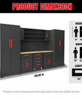 8 Piece Garage Storage Cabinet System With Locking Steel Cabinets Rolling Chest Pegboard And Workbench Black Pro Grade Beefy Heavy Duty Workshop Organization Set For Secure Versatile Tool Storage And Garage Space Maximization