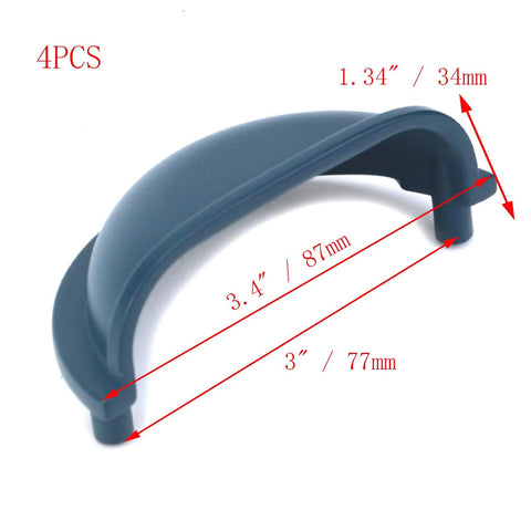 Blue Zinc Alloy Decorative Cabinet Cup Pull Handle 87mm L x 42mm W x 34mm H, 3 Inch Hole Centers, with dimensions shown, Set of 4