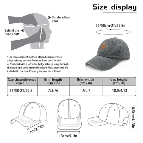 Size diagram of Quick Dry Lightweight Grey Cap With Adjustable Buckle For Men And Women Dope Running Hat For Hiking