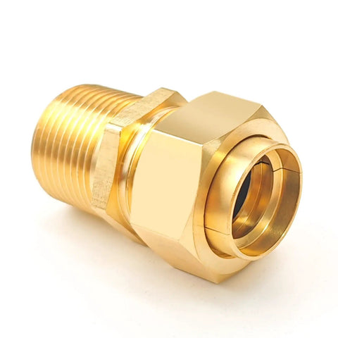 2 Pack Three Quarter Inch NPT Male Nipple Brass Pipe Fittings Hex Brass Tone Gas Line Adapter, corrosion-resistant view