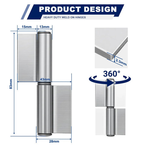 Tough As Nails Weld On Lift Off Hinges 4 Pack Removable Flag Hardware 440 Lbs Capacity Heavy Duty 3 Inch Steel design and dimensions