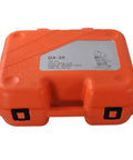 Automatic Magnetic Drill And Tapping Machine Featuring Built Tough Magnetic Base Grip Smooth Dual Slide Rails storage case in vibrant orange.