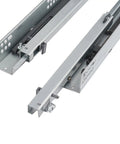 Heavy Duty Soft Close Drawer Slide Rails With Ball Bearing Rollers For Silky Smooth Gliding cabinet drawer slides showing steel rails and mechanisms.