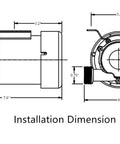 Technical diagram showing dimensions of 120W Water Pressure Booster Pump Delivers 21.75 PSI for Home Shower and Kitchen