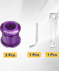 5 Piece M8 Aluminum Alloy Double Chain Ring Bolts Set For Crankset Nuts And Chainwheel Screws With Mountain Wrenches For Road And Mountain Bikes Purple