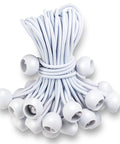 Bundle of Six Inch White Ball Bungee Cords 50 Pcs Heavy Duty Tarp Ball Bungee Ties Canopy Tie Downs For Camping Shelter UV Resistant Gear