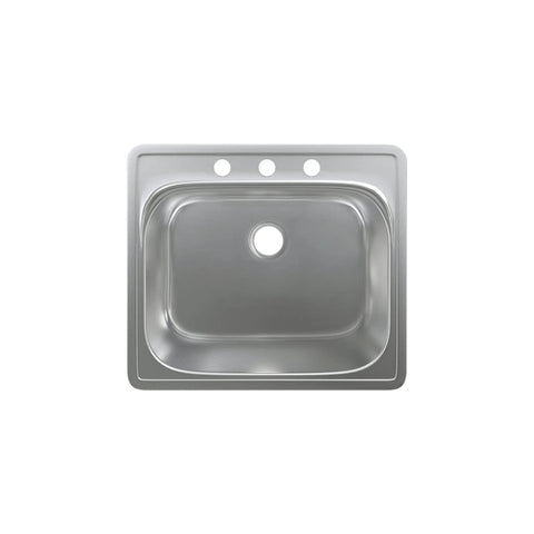 Ouvert 25 By 22 Inch Stainless Steel Kitchen Sink Single Basin Top Mount With Rear Center Drain 18 Gauge Heavy Duty