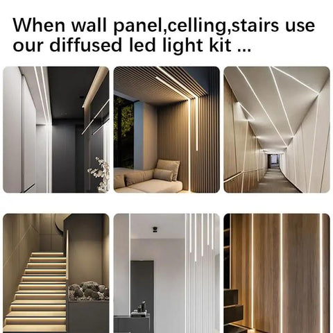 Under Cabinet LED Light Strip Kit 16.4Ft Cuttable Warm White 3000K used on walls, ceilings, and stairs for diffused glow decor
