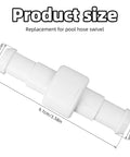 3 Pack Pool Cleaner Hose Ball Bearing Swivel Replacement Compatible With D20 180 280 380 480 Pro 3900 Sport Hose Connectors Parts, Premium ABS, Durable, Easy Install, No Fuss Fit, Keeps Suction Smooth. White ABS pool hose swivel, 9.1 cm long, 1.2 cm ends