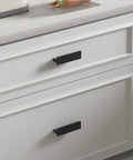 10 Pack 3 Inch Matte Black Kitchen Cabinet Handles And Drawer Pulls installed on white kitchen cabinet