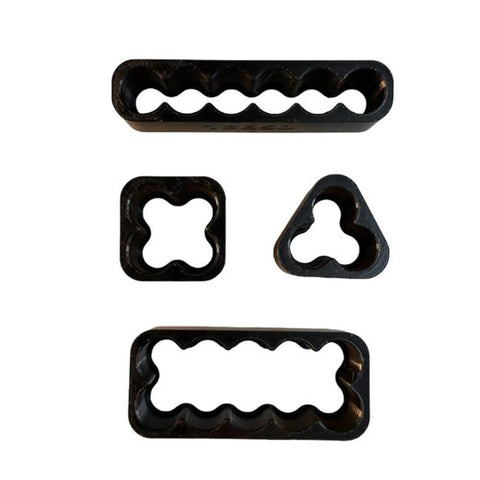 Top Rated Effortless Welding Clamp Fixture Set For Battery Pack Spot Crafting showing four black clamp shapes ideal for DIY projects.