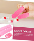 Pink nitrile latex finger cots in use, 100 Pack Nitrile Latex Finger Cots Anti Static Joint Support Covers For Hand Therapy And Electronics Safe Worksite Use Built Tough For The Daily Grind Comfy Compression Shield Your Digits Without Any Hustle.