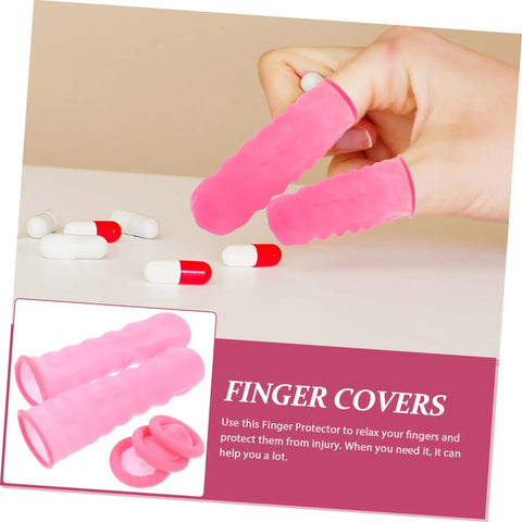 Pink nitrile latex finger cots in use, 100 Pack Nitrile Latex Finger Cots Anti Static Joint Support Covers For Hand Therapy And Electronics Safe Worksite Use Built Tough For The Daily Grind Comfy Compression Shield Your Digits Without Any Hustle.