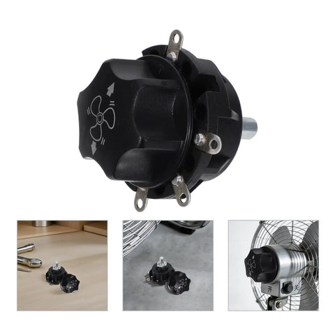 Rotary Fan Switch Knob With 4 Position Control And 3 Speed Settings For Industrial Machine Panels And Garage Ventilation, Easy High Low Medium Speeds, Durable Copper And Black Plastic Selector mounted on fan panel